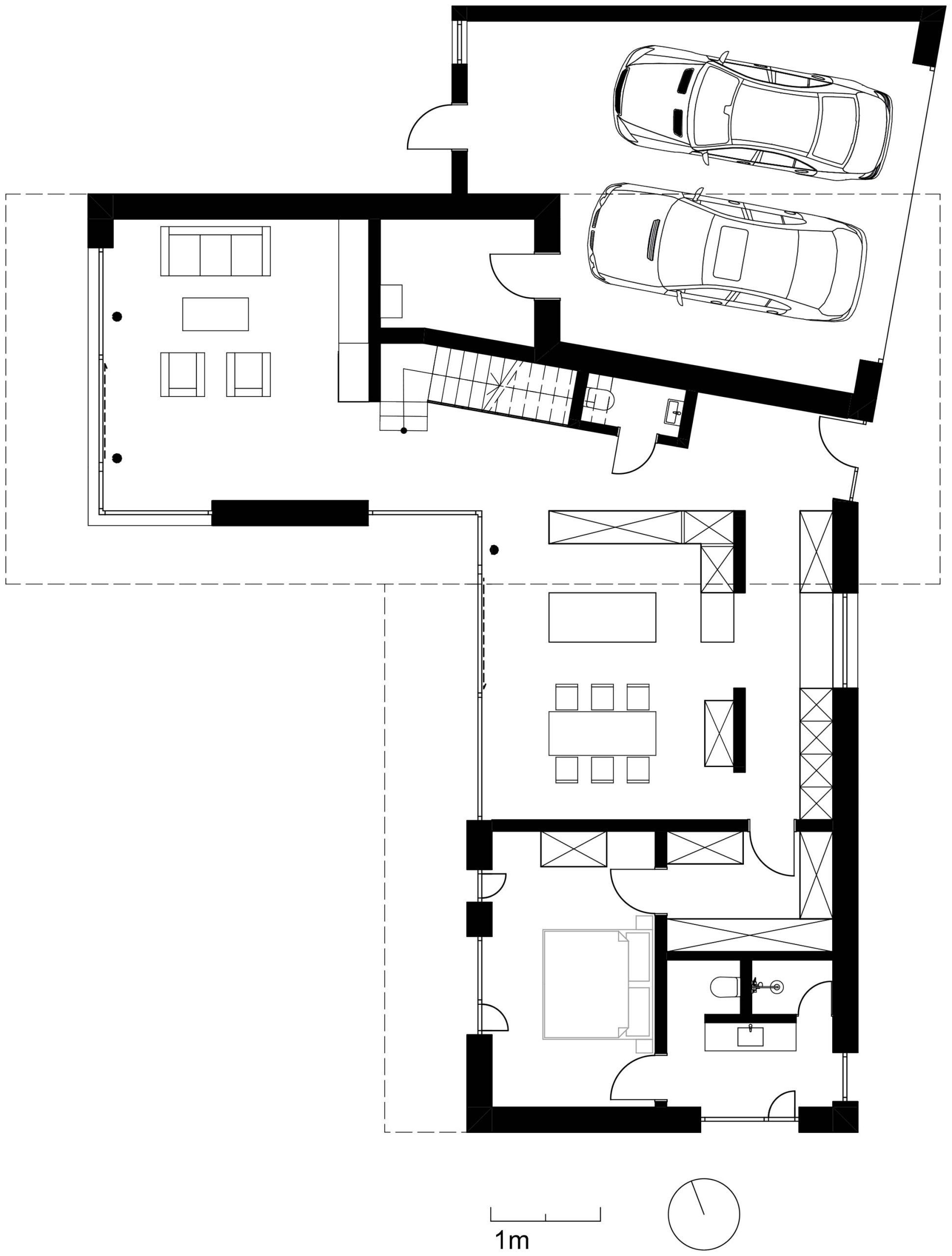 Der Grundriss des Hauses GLZ. Entworfen von der Bermüller+Niemeyer Architekturwerkstatt aus Nürnberg.