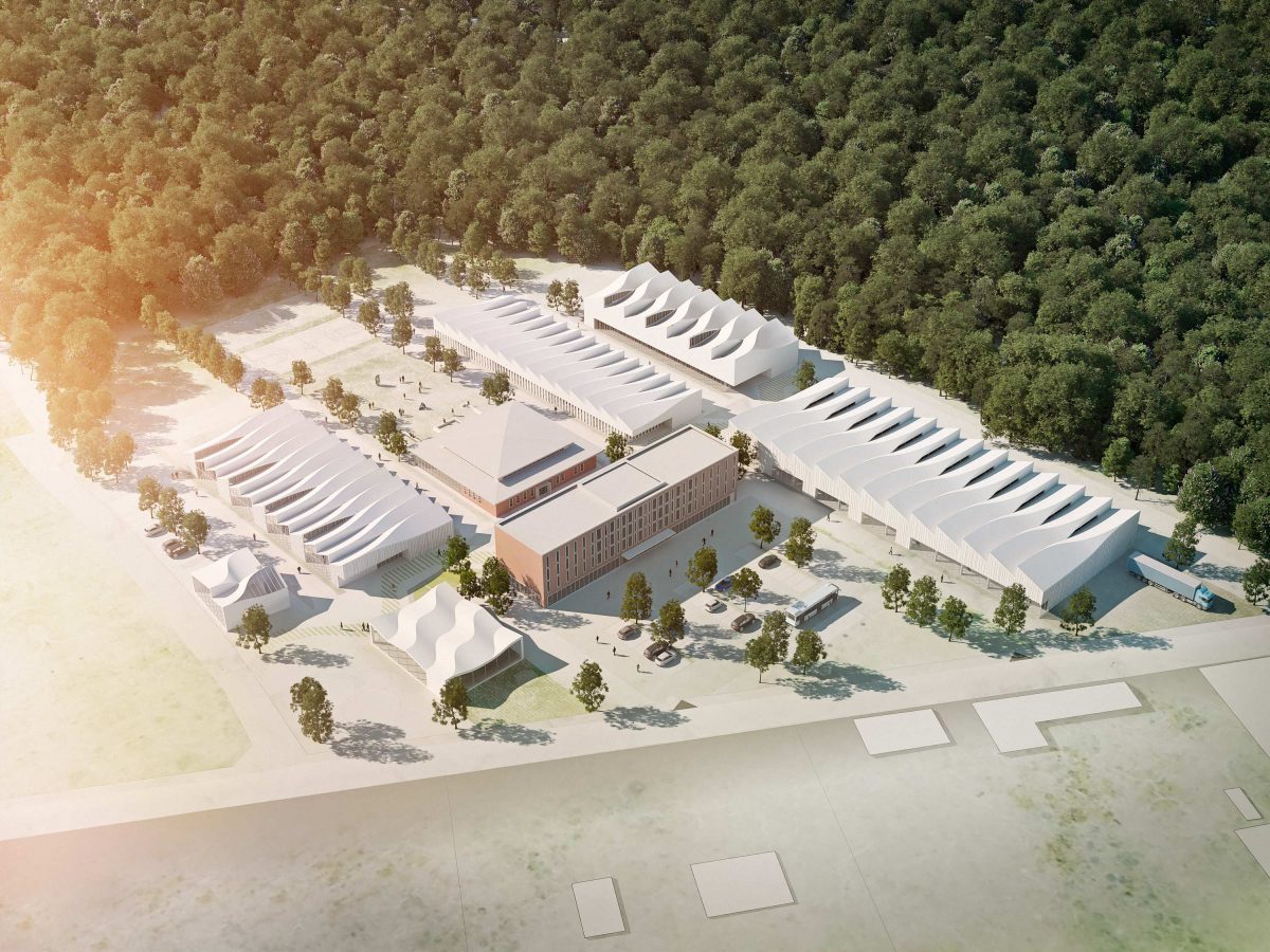 Perspektive für den Entwurf vom Campus Hanwerk in Halle (Saale) vom Bermüller+Niemeyer Team.