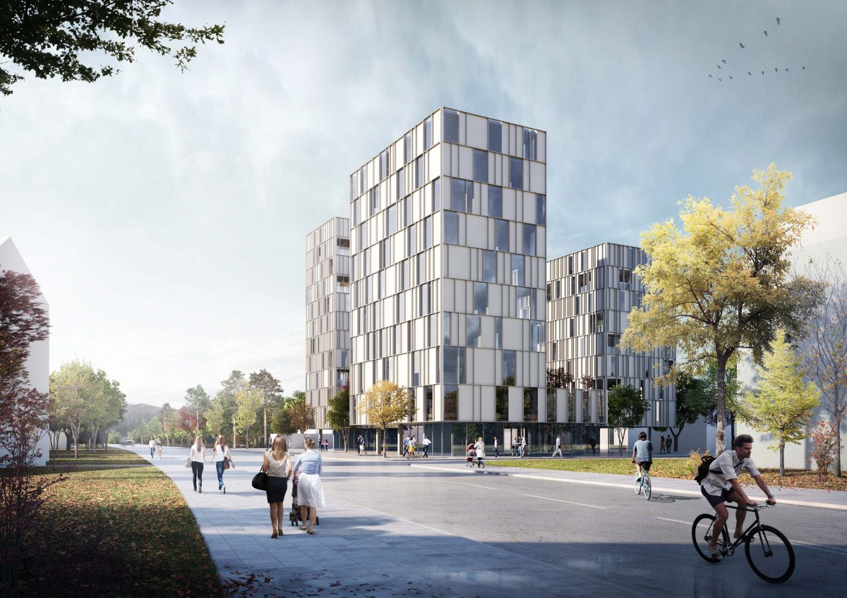 Perspektive vom Entwurf für den Wettbewerb in der Gebbertstr. in Erlangen.