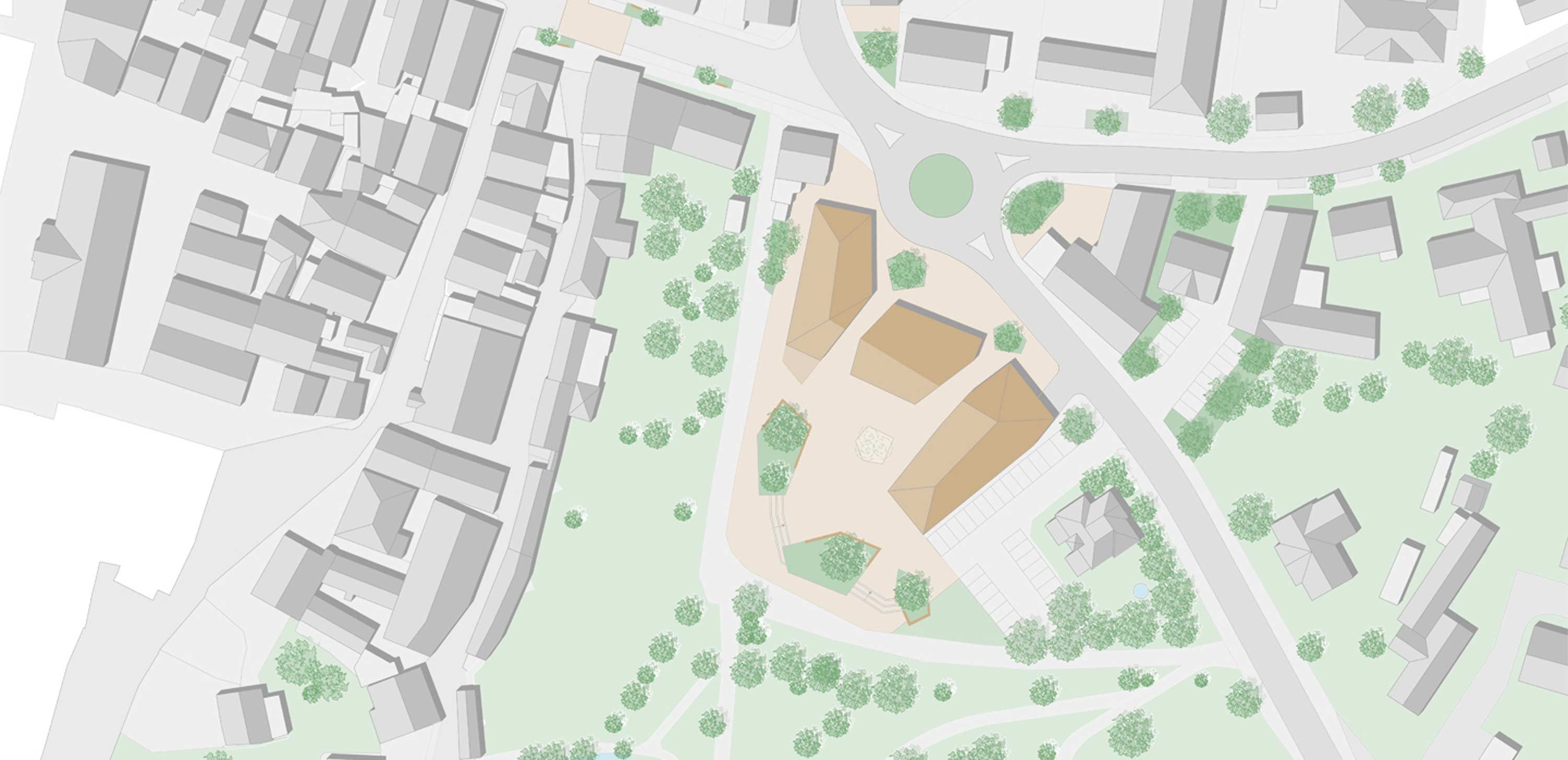 Entwurf für den Wettbewerb in Weissenburg Obertorgassen von Bermüller+Niemeyer Architekten.