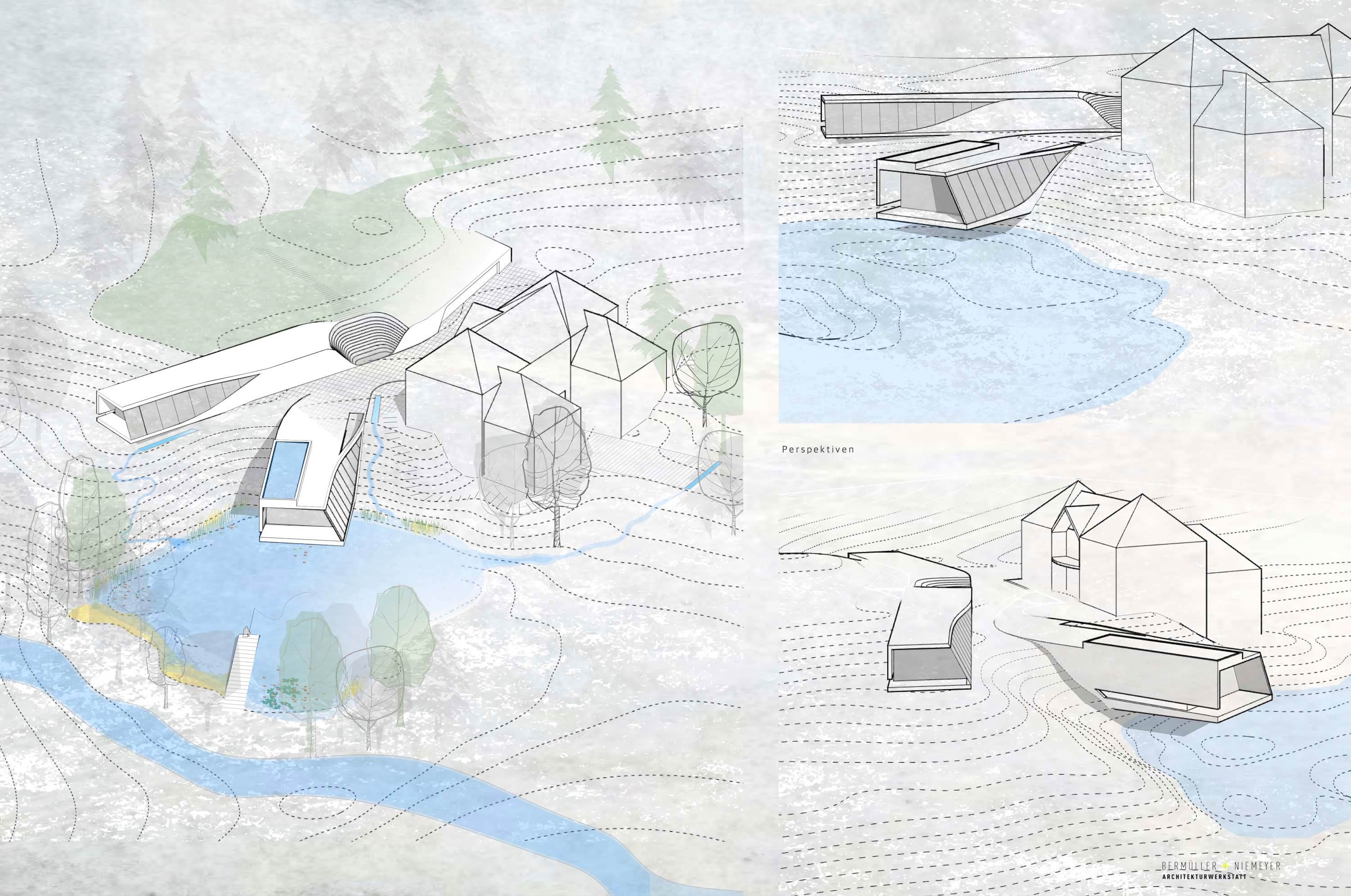 Entwurf für den Wettbewerb Haus am See in Schwabach.