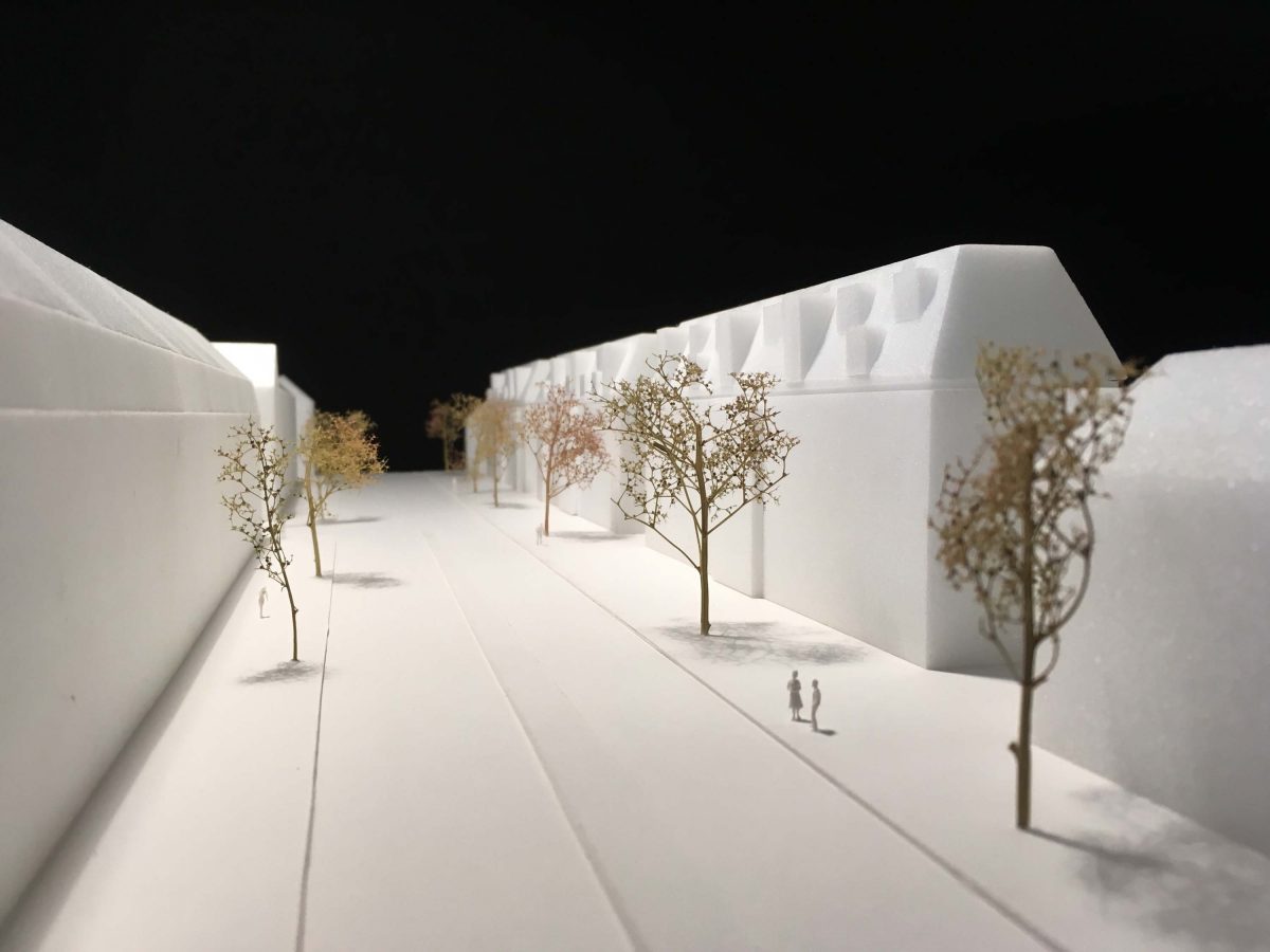 Das Konzeptmodell von Bermüller+Niemeyer Architekten für die Erweiterung im Dachbereich der Mehrfamilienhäuser in der Frankenstrasse Nürnberg.