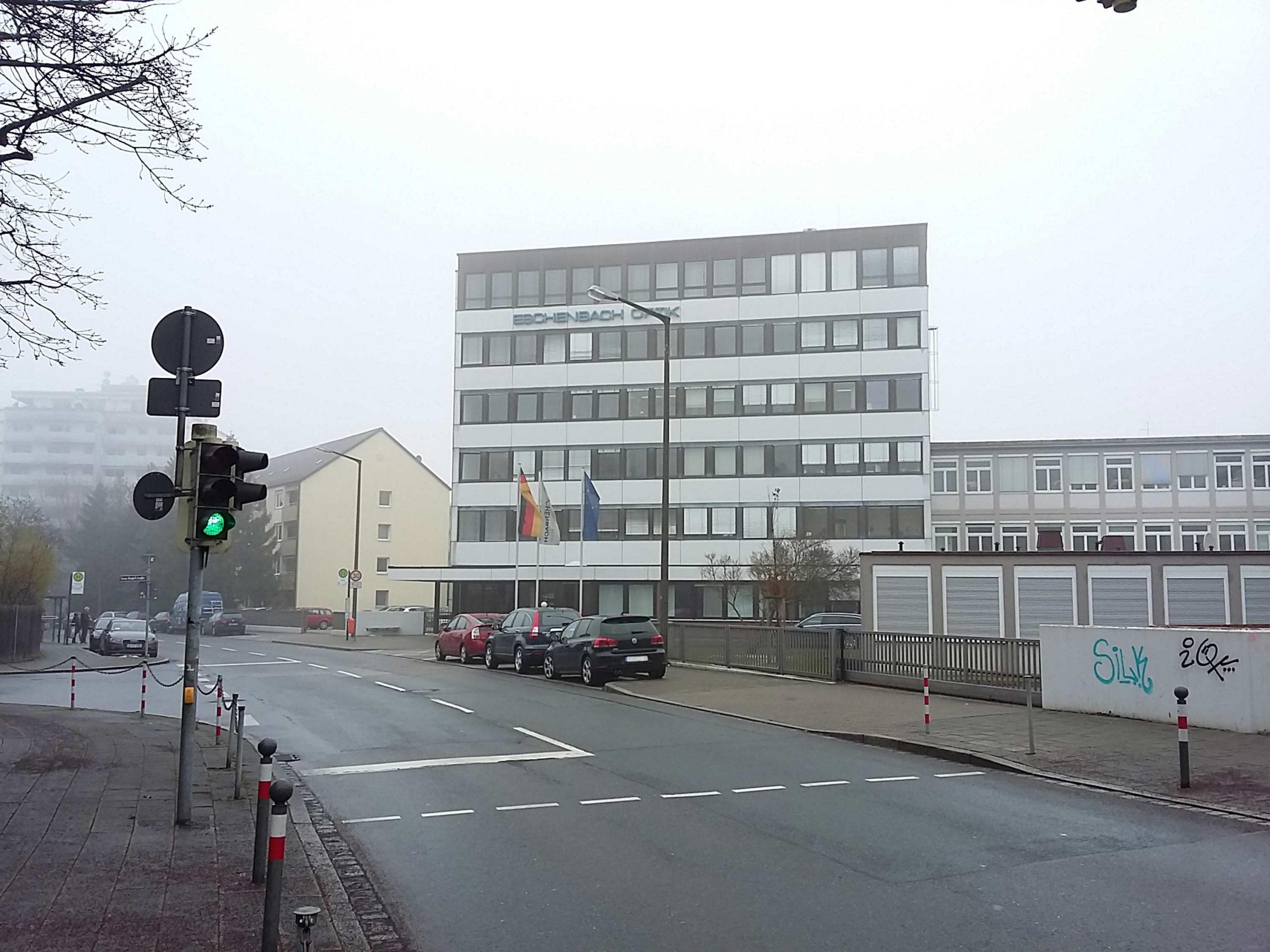 Das Bestandsgebäude des Eschenbach Optik Konzerns in der Schopenhauerstr. in Nürnberg.