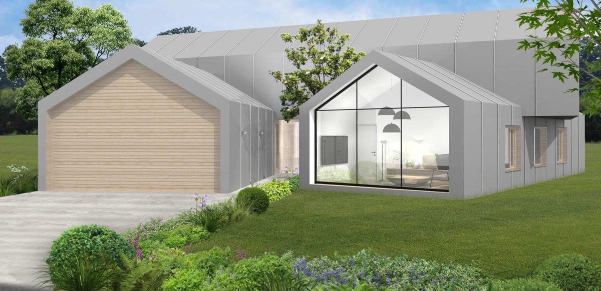 Frontansicht des Einfamilienhauses 