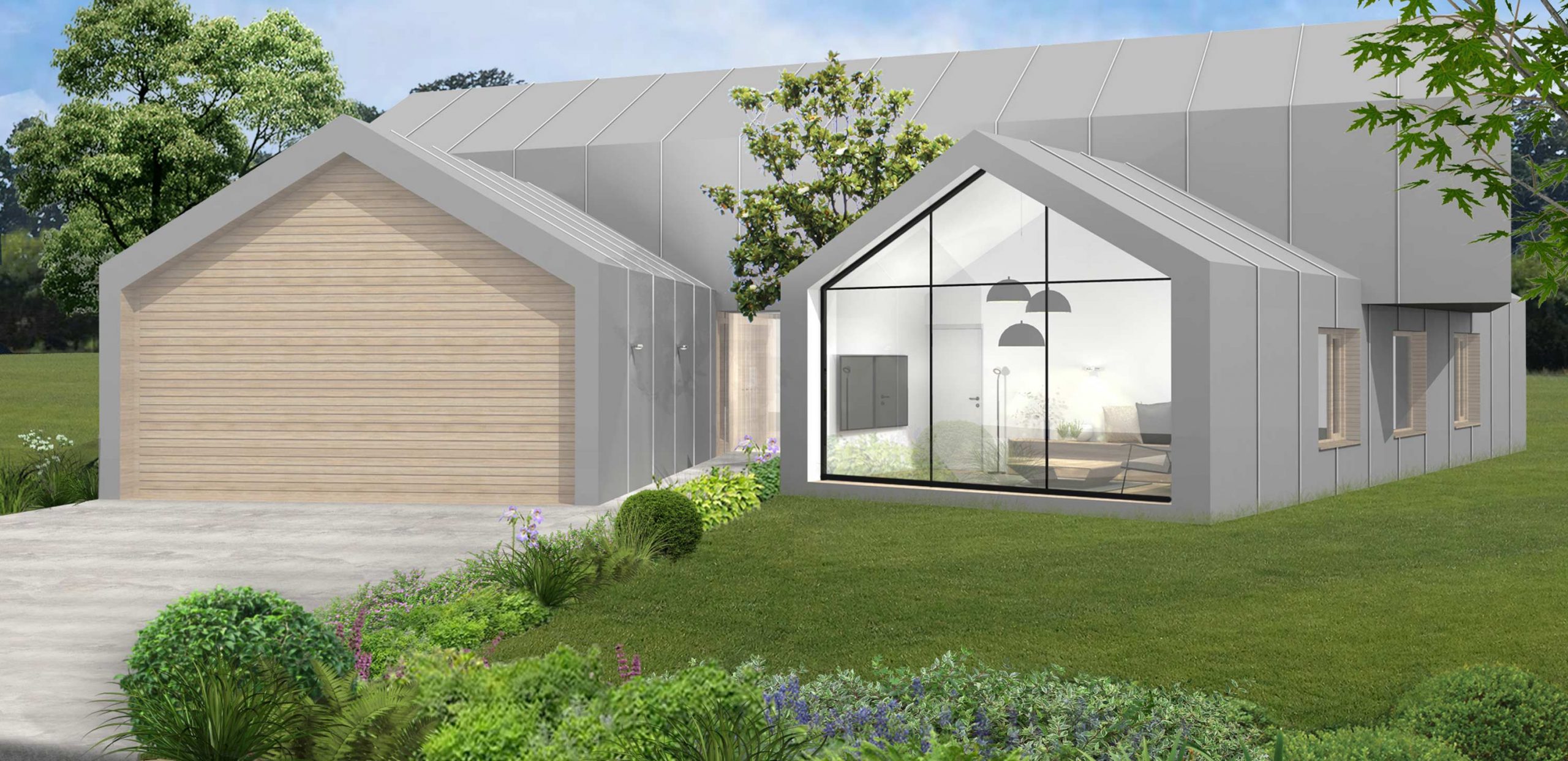 Frontansicht des Einfamilienhauses 